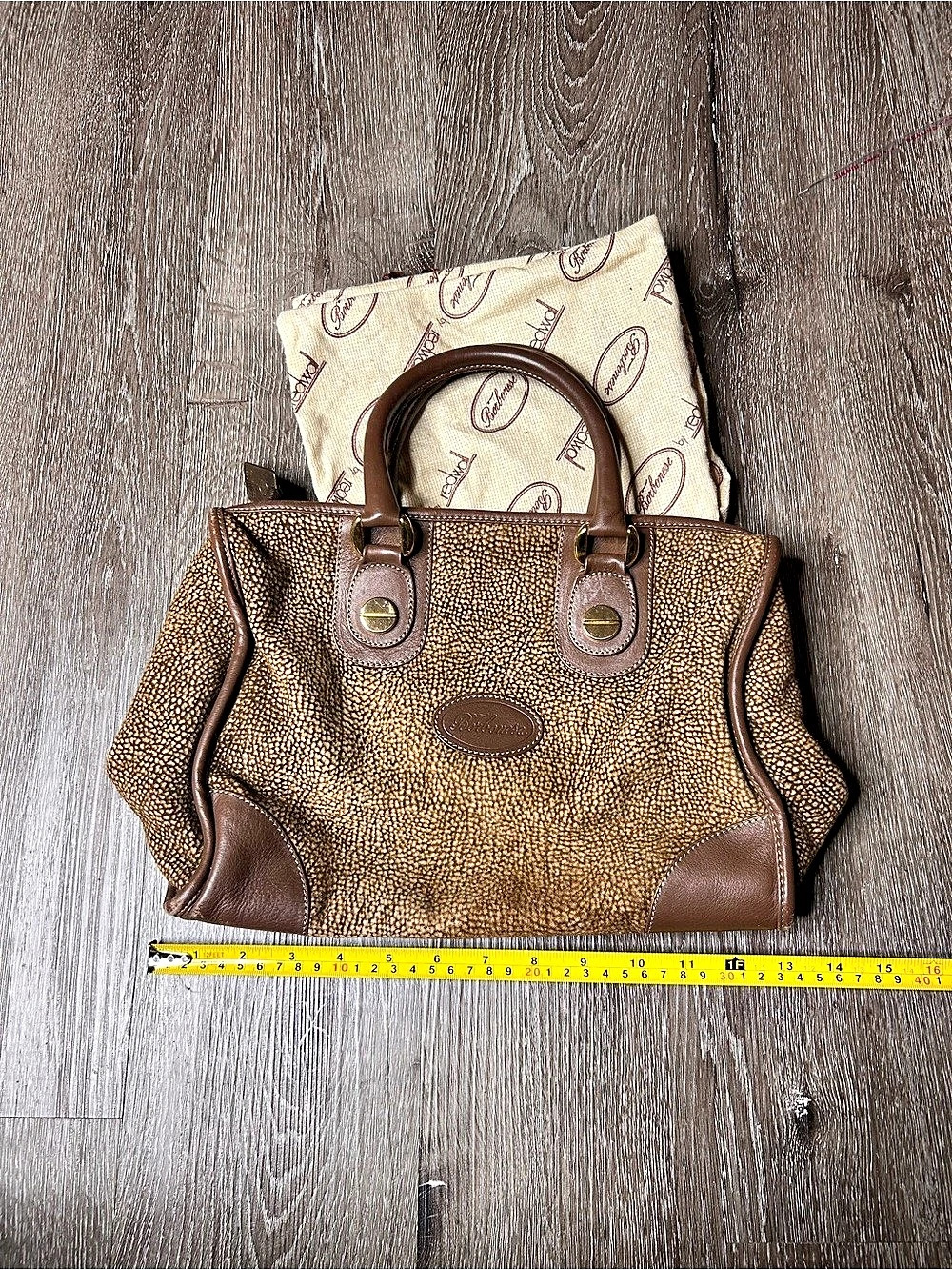 Vintage Borbonese by Redwall Brown & Beige Leather Classic Bag